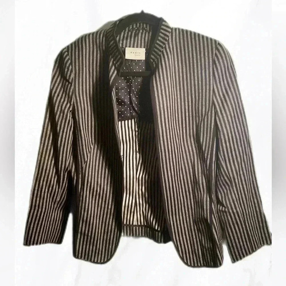 Akris Punto casual work black grey pin striped open long sleeve blazer jacket S - Picture 1 of 4
